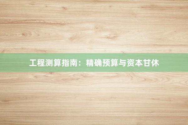 工程测算指南：精确预算与资本甘休