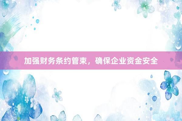 加强财务条约管束，确保企业资金安全